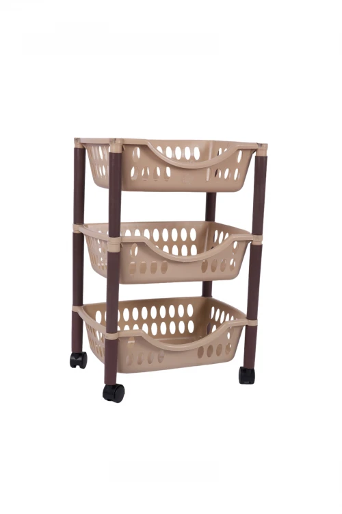 سلة خضار بلاستيك 3 رفوف عجلات متحركة  استخدامات متعددة
