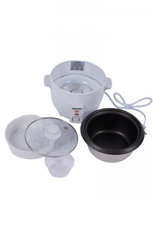 قدر أرز كهربائي مع جهاز بخار ماركة جيباس مع ملعقة أرز وكوب قياس 300 وات 