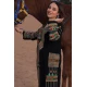 جلابية تراثية نسائي لون أسود  تطريز عسيري ونقوشات ملونة من الأمام والجوانب و الأكمام