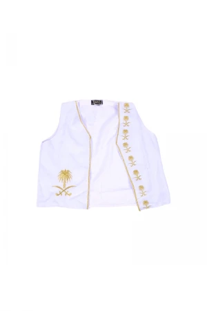 سديري ولادي أنيق مفتوح عليه شعار سيفين ونخلة باللون الذهبي 