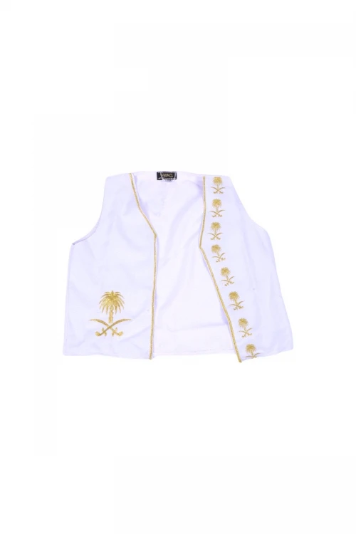 سديري ولادي أنيق مفتوح عليه شعار سيفين ونخلة باللون الذهبي