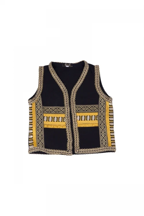 سديري ولادي أنيق مفتوح تطريز باللون الذهبي من الوسط و الأطراف