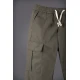 بنطلون رجالي لون زيتي برباط على الخصر و جيوب بالجوانب و الأمام و الخلف
