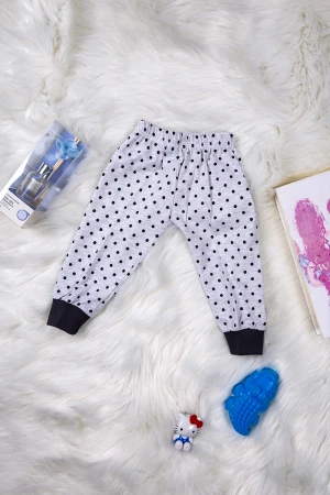 بيجاما بناتي أنيقة قطعتين تي شيرت لون أزرق أكمام قصيرة بكتابات و طبعة ميني ماوس و بنطلون رمادي منقط أسود 