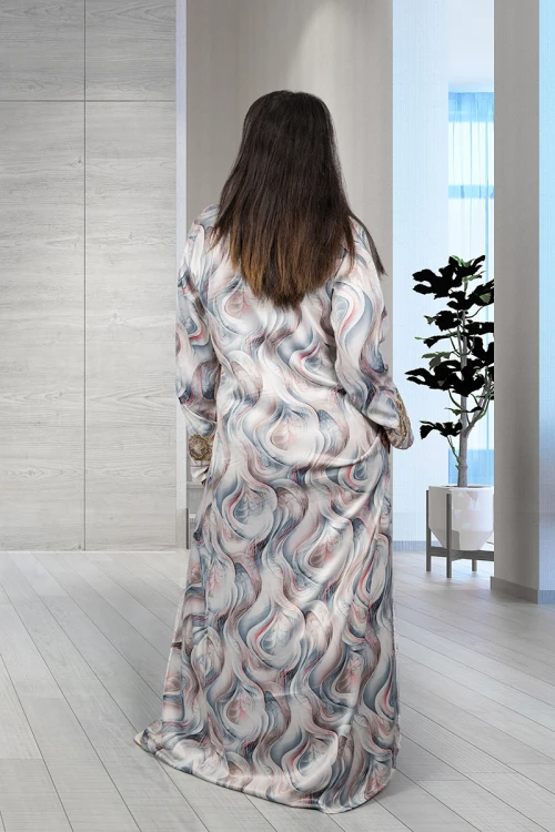 مخور إماراتي نسائي أنيق قماش مشجر فتحة الصدر مثلثة و مطرز بكريستال من الأمام و الأكمام  