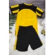 طقم ولادي رياضي اتحادي أنيق قطعتين تي شيرت لون أصفر و أسود و شورت لون أسود  قصير
