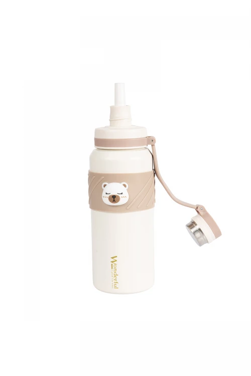 حافظة مشروب حار بارد فولاذ مقاوم للصدأ بمقبض عليه شكل كرتوني