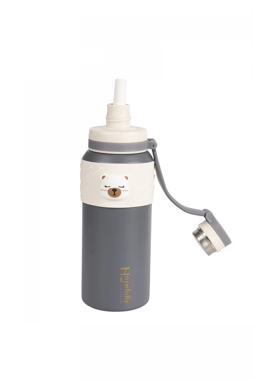 حافظة مشروب حار بارد فولاذ مقاوم للصدأ بمقبض عليه شكل كرتوني