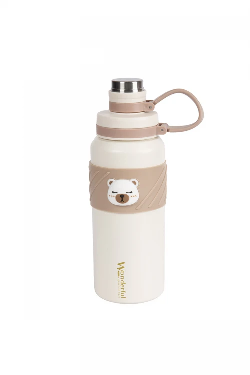 حافظة مشروب حار بارد فولاذ مقاوم للصدأ بمقبض عليه شكل كرتوني