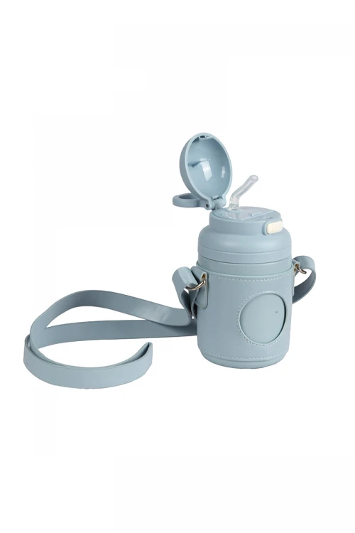 حافظة مشروب حار بارد مع تلبيسة جلد حماية و شيال مع طابعات كرتونية