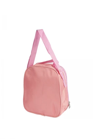 حقيبة وجبة مدرسية للبنات لون وردي و أزرق عليها رسوم كرتونية