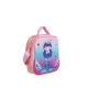 حقيبة وجبة مدرسية للبنات لون وردي و أزرق عليها رسوم كرتونية