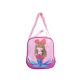 حقيبة وجبة مدرسية للبنات لون وردي و أزرق عليها رسوم كرتونية