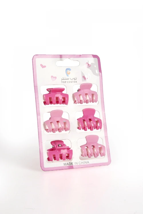 شباصات شعر باللون الوردي الفاتح و الغامق 6 حبات