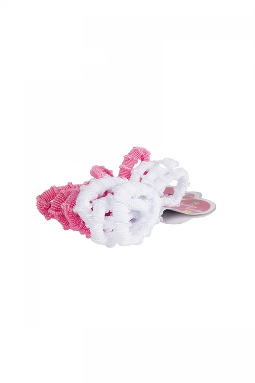 ربطات شعر مطاطية باللون الوردي و الأبيض