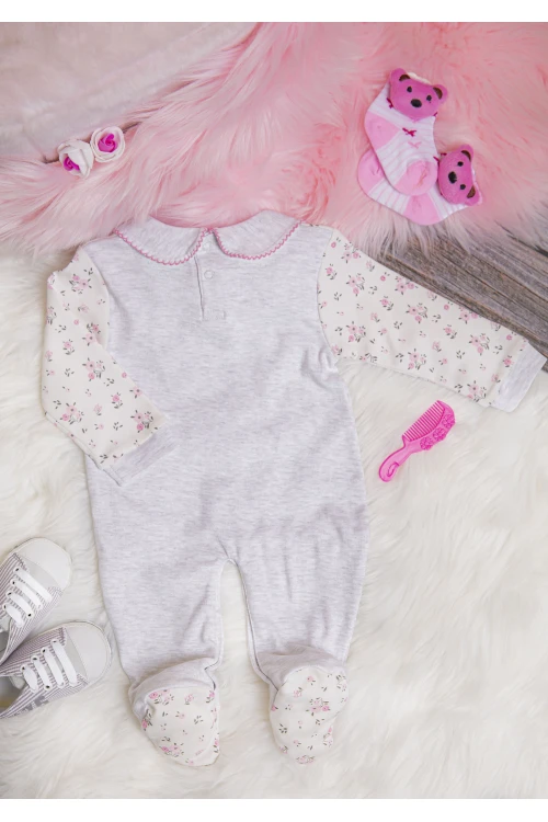 افرول أطفال بناتي قماش قطن مشجر من الأعلى بياقة و أكمام طويلة و جيب أمامي صغير