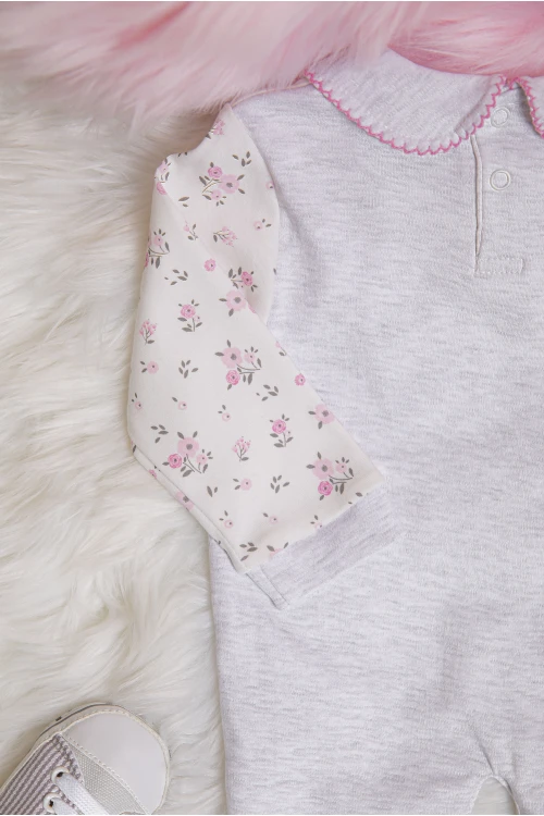 افرول أطفال بناتي قماش قطن مشجر من الأعلى بياقة و أكمام طويلة و جيب أمامي صغير