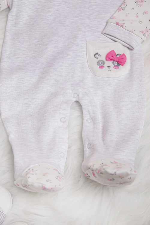 افرول أطفال بناتي قماش قطن مشجر من الأعلى بياقة و أكمام طويلة و جيب أمامي صغير