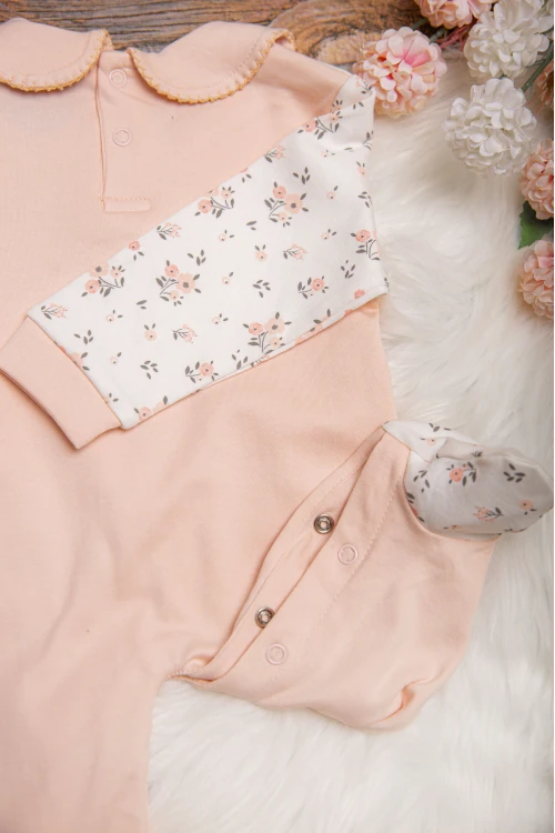 افرول أطفال بناتي قماش قطن مشجر من الأعلى بياقة و أكمام طويلة و جيب أمامي صغير