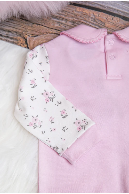 افرول أطفال بناتي قماش قطن مشجر من الأعلى بياقة و أكمام طويلة و جيب أمامي صغير