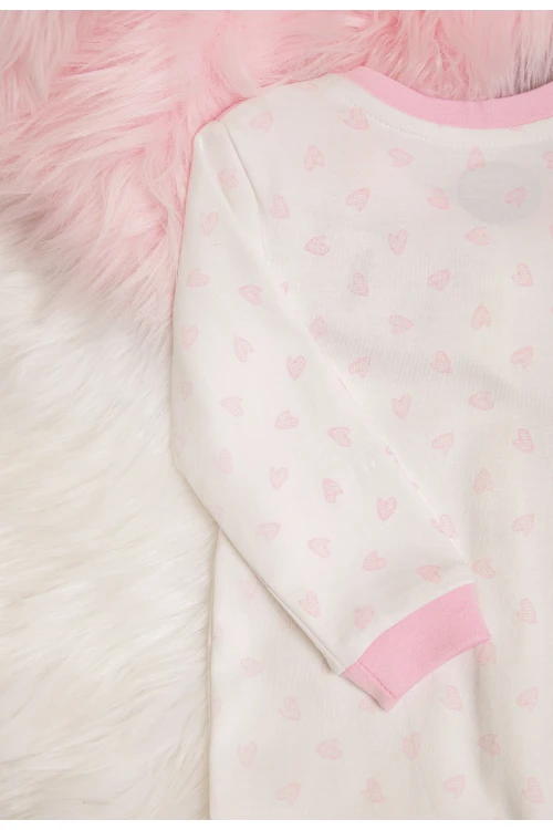 افرول أطفال قماش قطن رسومات شكل قلوب مع شكل سديري بأزرار من الأمام و بأكمام طويلة