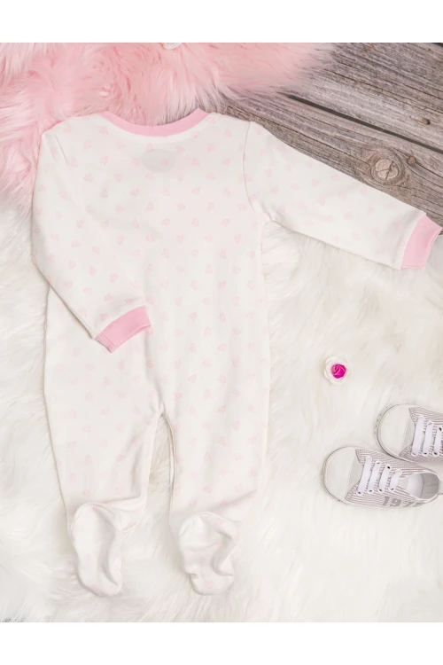 افرول أطفال قماش قطن رسومات شكل قلوب مع شكل سديري بأزرار من الأمام و بأكمام طويلة