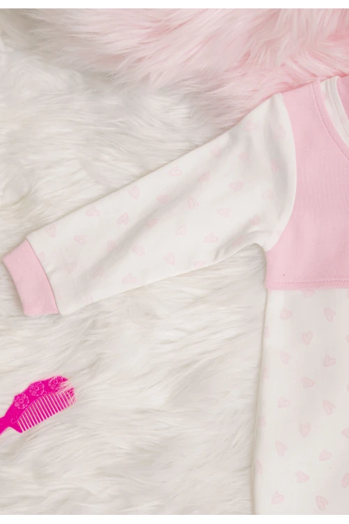 افرول أطفال قماش قطن رسومات شكل قلوب مع شكل سديري بأزرار من الأمام و بأكمام طويلة