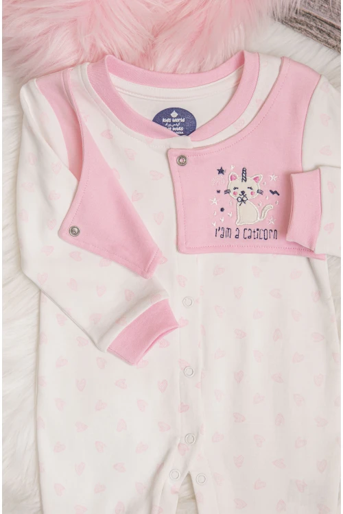 افرول أطفال قماش قطن رسومات شكل قلوب مع شكل سديري بأزرار من الأمام و بأكمام طويلة