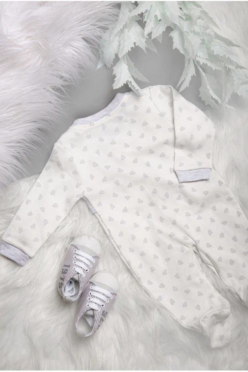 افرول أطفال قماش قطن رسومات شكل قلوب مع شكل سديري بأزرار من الأمام و بأكمام طويلة