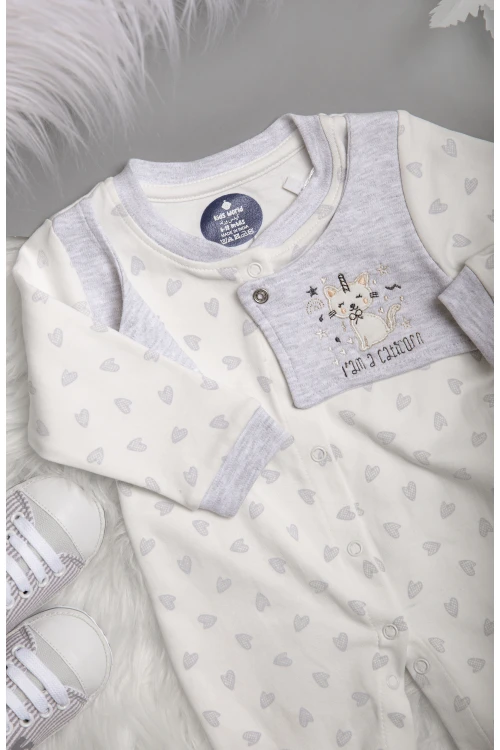 افرول أطفال قماش قطن رسومات شكل قلوب مع شكل سديري بأزرار من الأمام و بأكمام طويلة