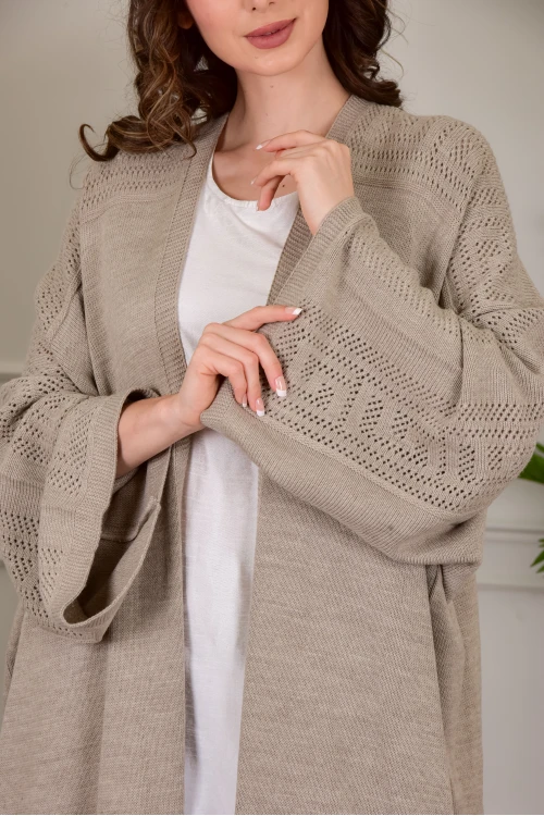 عباية شتوي نسائي تركي أنيقة لون ترابي