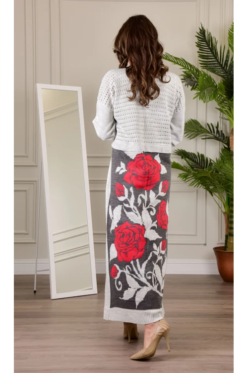 عباية شتوي نسائي تركي أنيقة لون رمادي