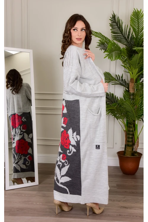 عباية شتوي نسائي تركي أنيقة لون رمادي