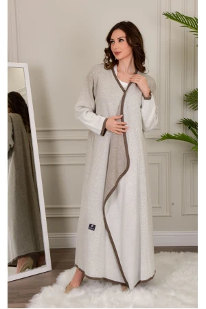 عباية شتوي نسائي تركي أنيقة لون سكري