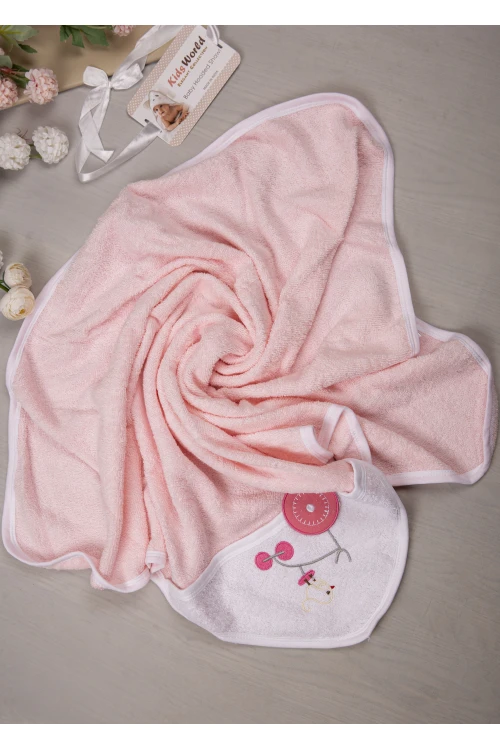 منشفة استحمام مواليد  بغطاء رأس مزينة برسومات كرتونية
