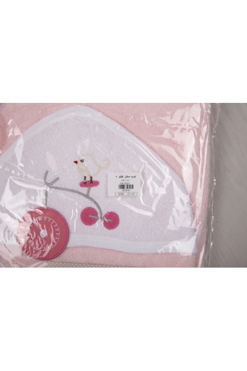 منشفة استحمام مواليد  بغطاء رأس مزينة برسومات كرتونية