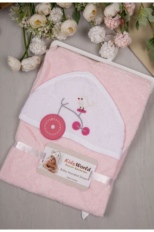 منشفة استحمام مواليد  بغطاء رأس مزينة برسومات كرتونية