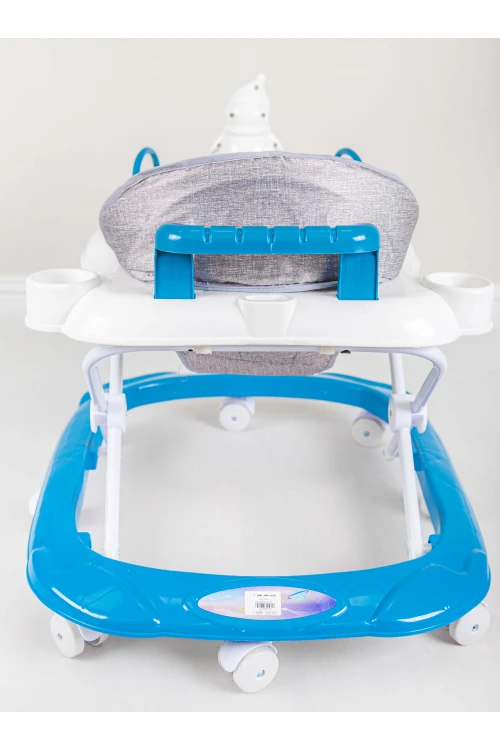 مشاية اطفال بعجلات  قابلة للطي لتعلم المشي مدمجة مع العاب ترفيهية لون ازرق