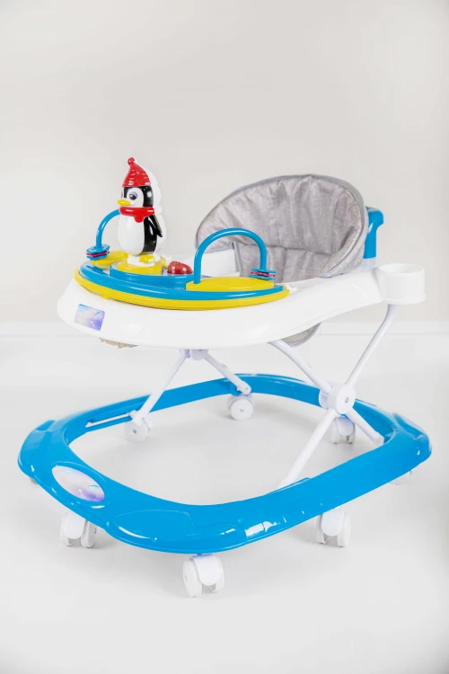 مشاية اطفال بعجلات  قابلة للطي لتعلم المشي مدمجة مع العاب ترفيهية لون ازرق