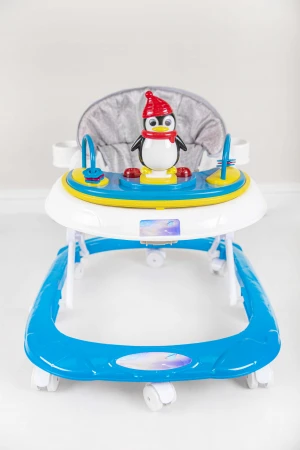 مشاية اطفال بعجلات  قابلة للطي لتعلم المشي مدمجة مع العاب ترفيهية لون ازرق