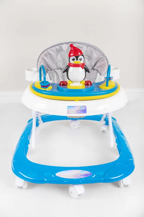 مشاية اطفال بعجلات  قابلة للطي لتعلم المشي مدمجة مع العاب ترفيهية لون ازرق