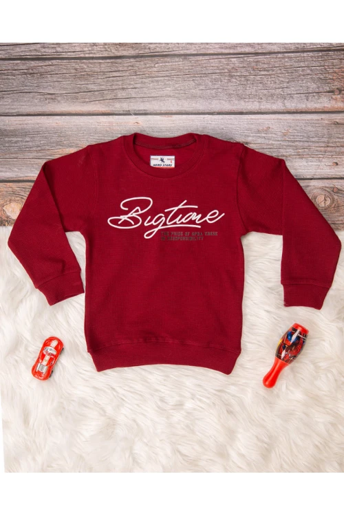 طقم ولادي أنيق قطعتين لون موف أكمام طويلة مع كتابة أمامية و بنطلون بجيوب و مطاط من الأسفل