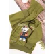 طقم قطعتين أطفال شتوي لون أخضر أكمام طويلة ومطاط بالأسفل مزينة برسومات كرتونية