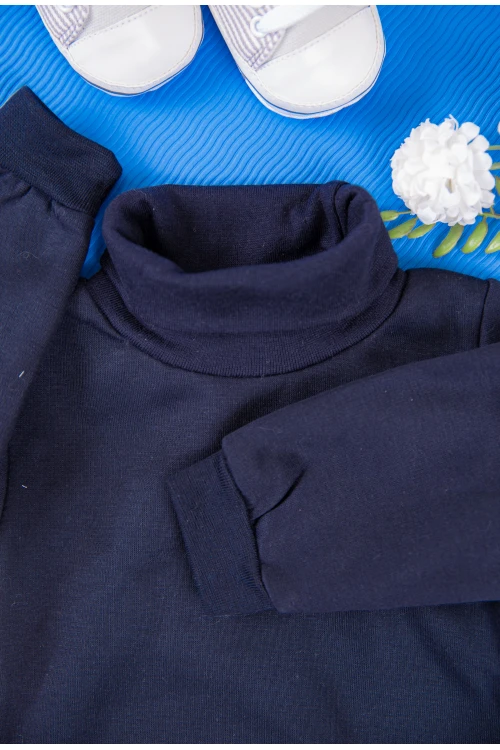 بربتوز أطفال بياقه رقبة مخطط لون رمادي  كم طويل بمطاط وأزرار من الأسفل