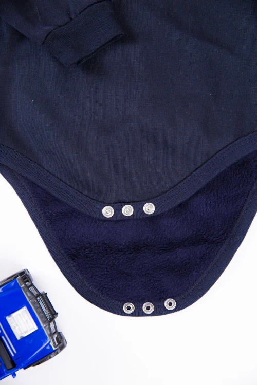 بربتوز أطفال بياقه رقبة مخطط لون رمادي  كم طويل بمطاط وأزرار من الأسفل