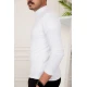 تيشيرت سادة لون أبيض بياقة عالية و أكمام طويلة
