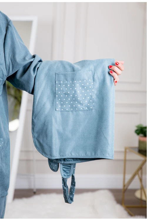 زي عاملة شتوي قطعتين أكمام طويلة وجيوب فيونكة و ياقة بازرار أمامية