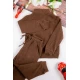 طقم شتوي ولادي  أنيق قطعتين لون بني بسحاب من الأمام و ياقة مرتفعة