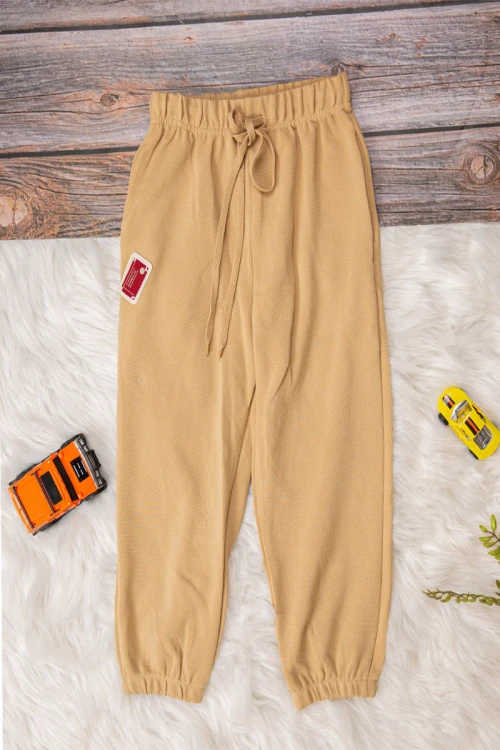 طقم بناتي أنيق قطعتين لون بيج   هودي على الرأس وجيوب من الأمام