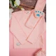 طقم شتوي بناتي أنيق قطعتين لون وردي قماش مربعات و جيوب من الجوانب
